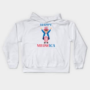 Happy Meowica, Fourth of July Kids Hoodie